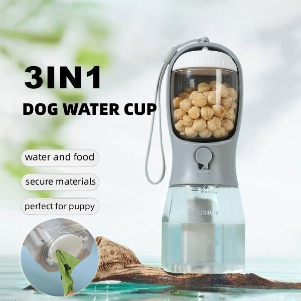 Dog/Cat Water Cup, Drinking Food Garbage Bag Three-in-one Portable Small Multi-functional Pet Cups